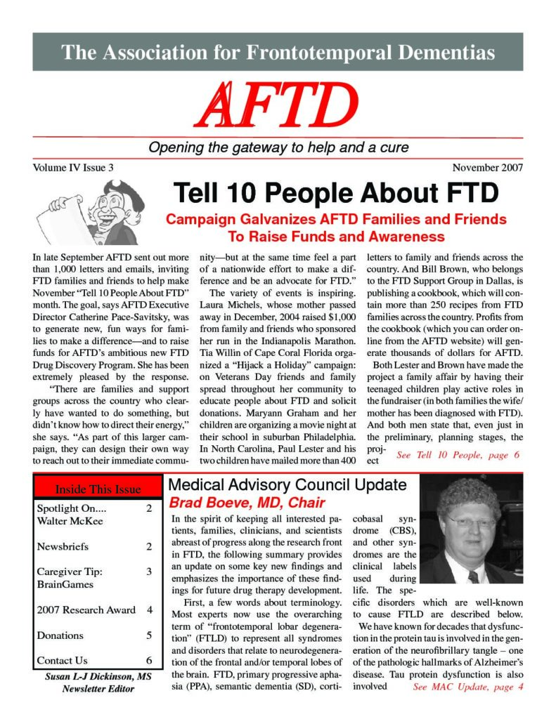 AFTD News Fall 2007