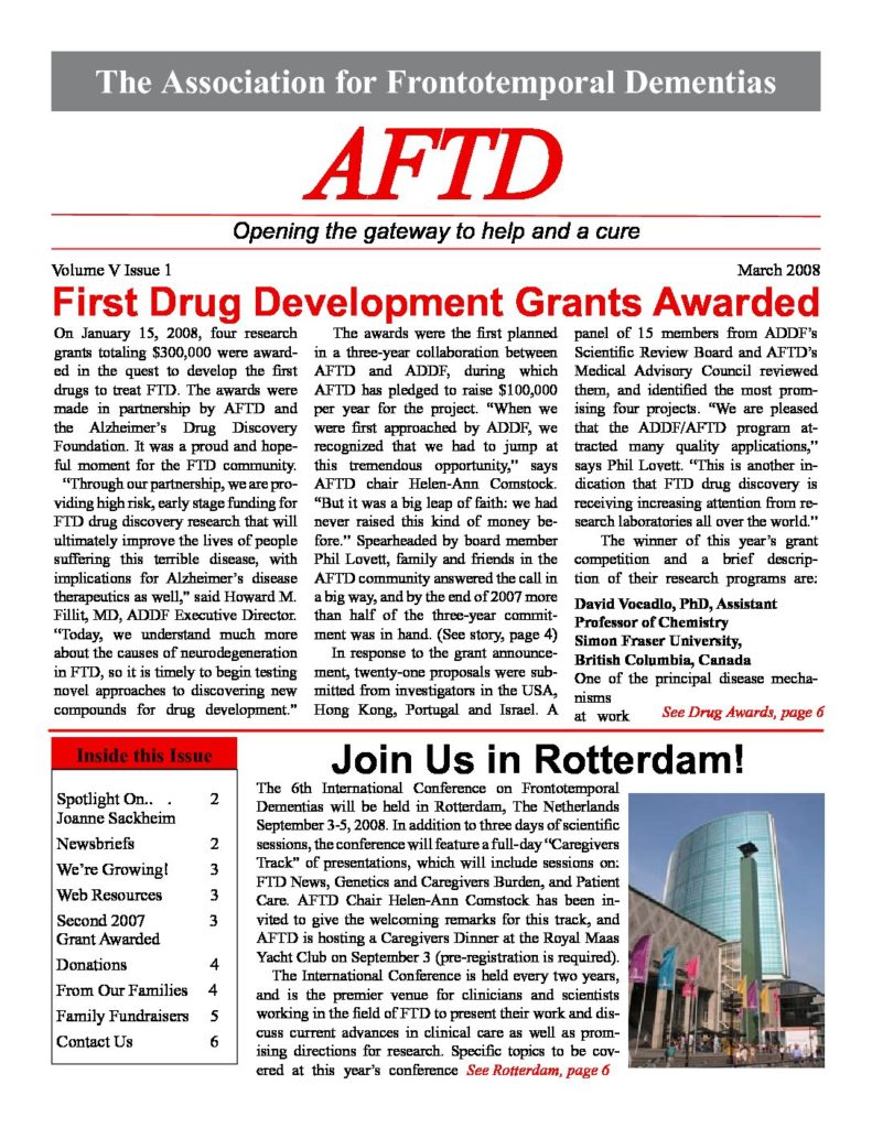 AFTD News Spring 2008