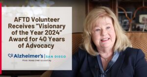 Graphic: AFTD Volunteer Receives "Visionary of the Year 2024" Award for 40 Years of Advocacy