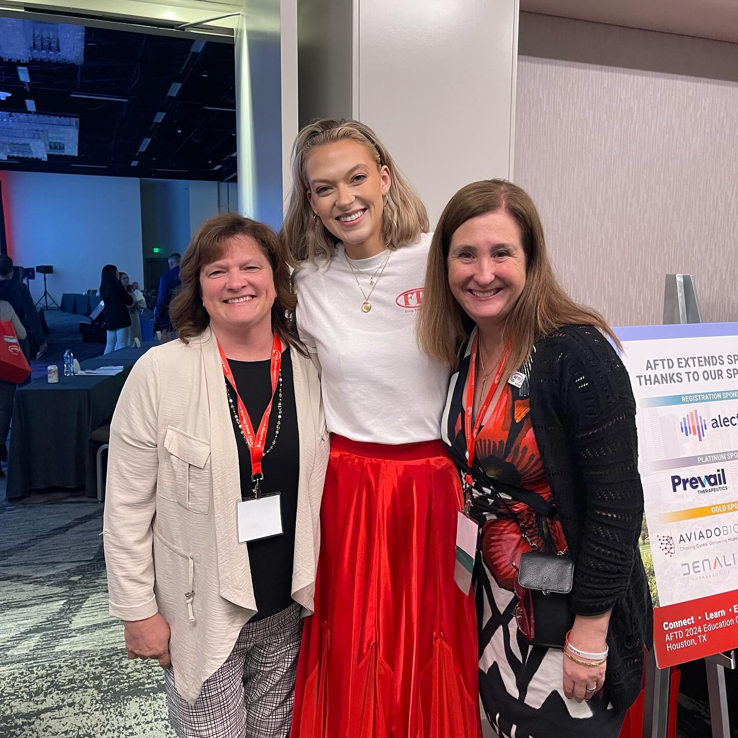 Nicole Petrie (middle) with AFTD Ambassador Melissa Fisher (right) and FTD advocate and former caregiver Carin Hawkins (left).